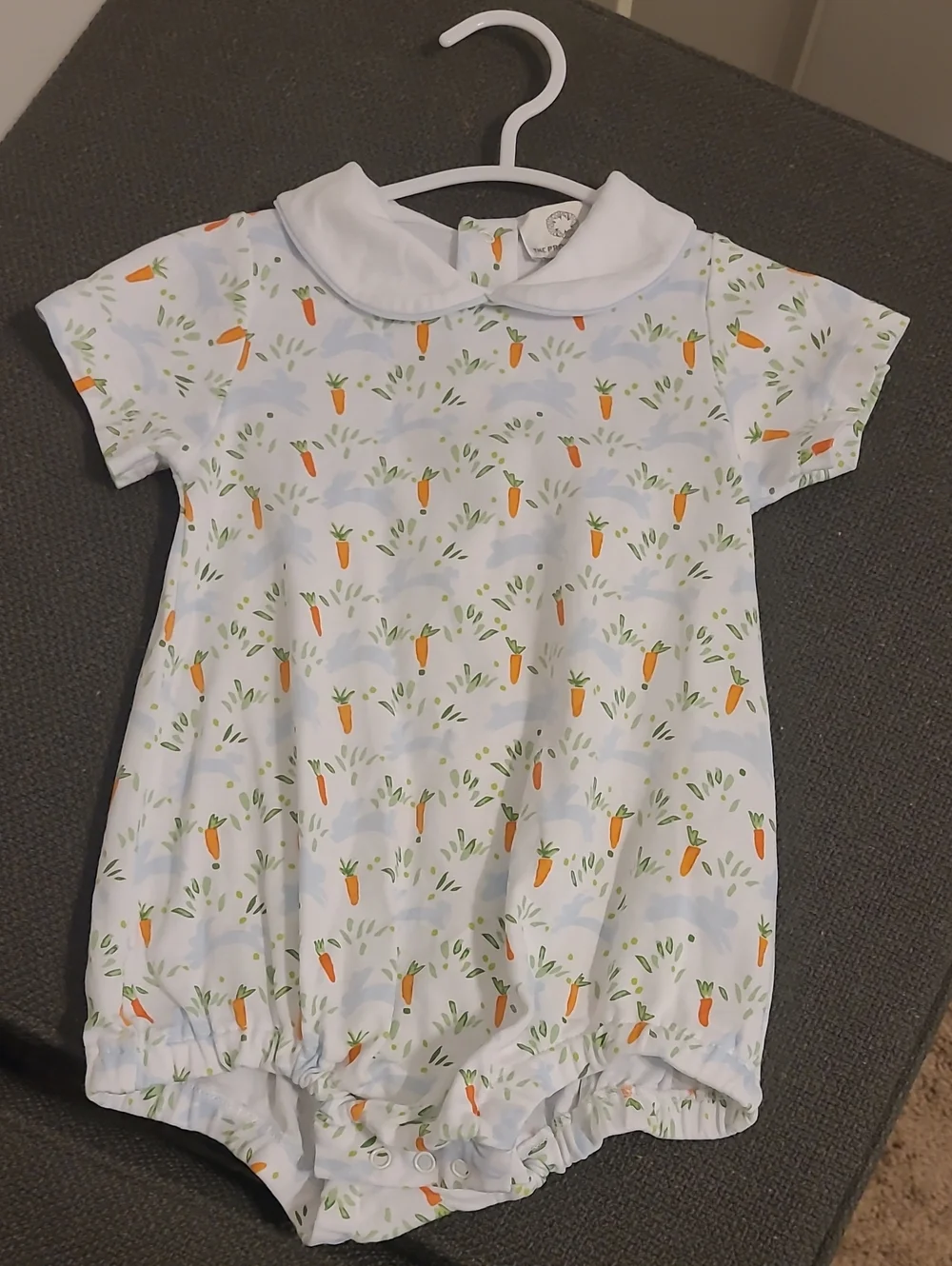 The Proper Peony Infant Carrot Print Romper - White & Orange
